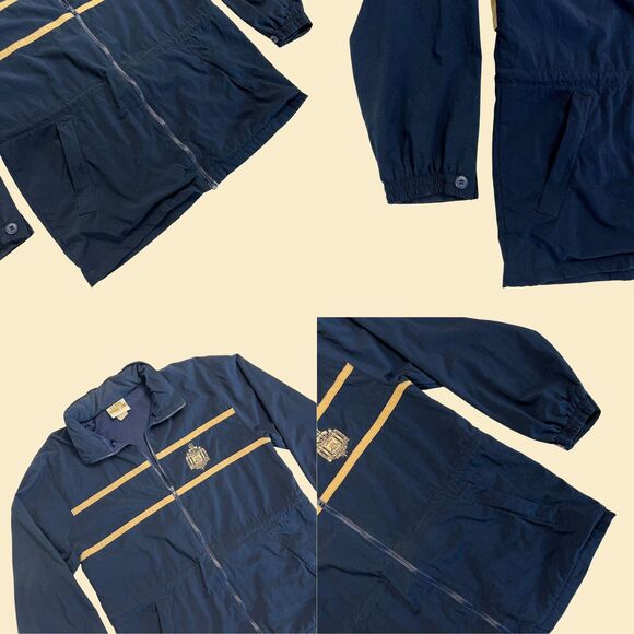 1990s US Naval Academy windbreaker jacket, size M blue/gold zip up Navy jacket - Picture 2 of 7